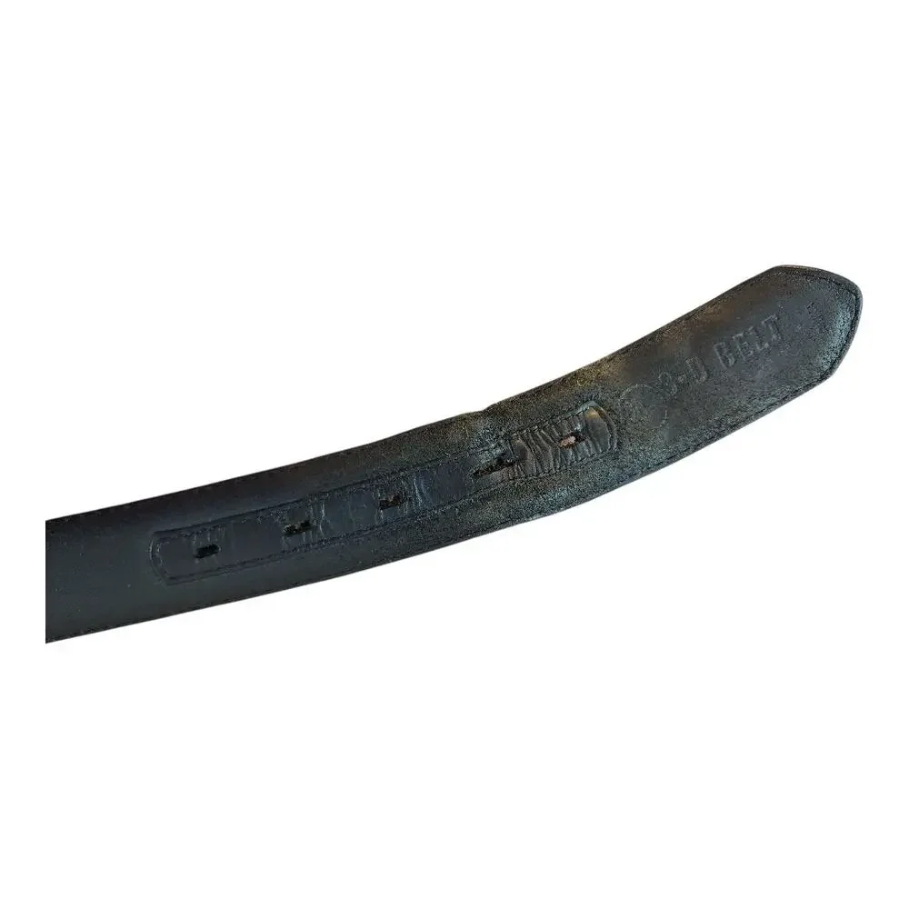 3-D Belt Vintage Genuine‎ Leather Tooled Western Belt Black Boho Cowboy Size 42